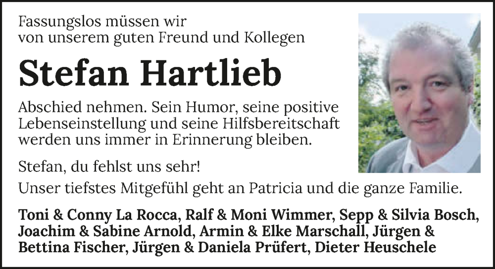  Traueranzeige für Stefan Hartlieb vom 11.02.2023 aus GESAMT
