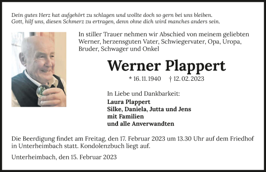 Traueranzeige von Werner Plappert von GESAMT