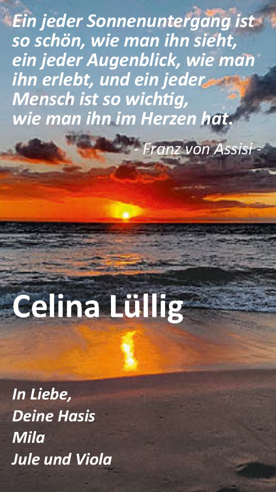  Traueranzeige für Celina Marie Lüllig vom 18.03.2023 aus GESAMT