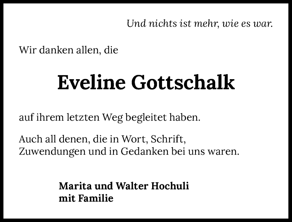  Traueranzeige für Eveline Gottschalk vom 04.03.2023 aus GESAMT
