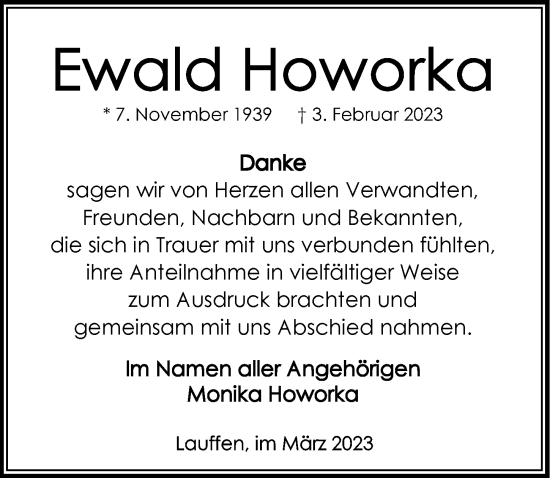 Traueranzeige von Ewald Howorka von GESAMT