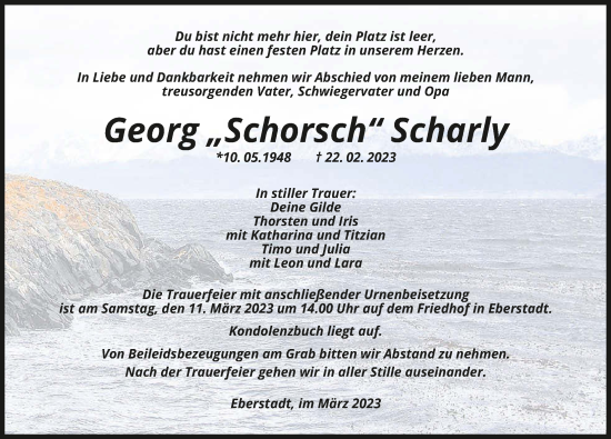 Traueranzeige von Georg Scharly von GESAMT
