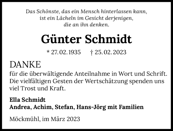 Traueranzeige von Günter Schmidt von GESAMT