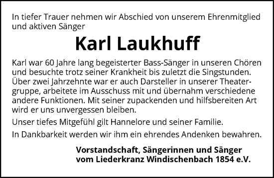 Traueranzeige von Karl Laukhuff von GESAMT