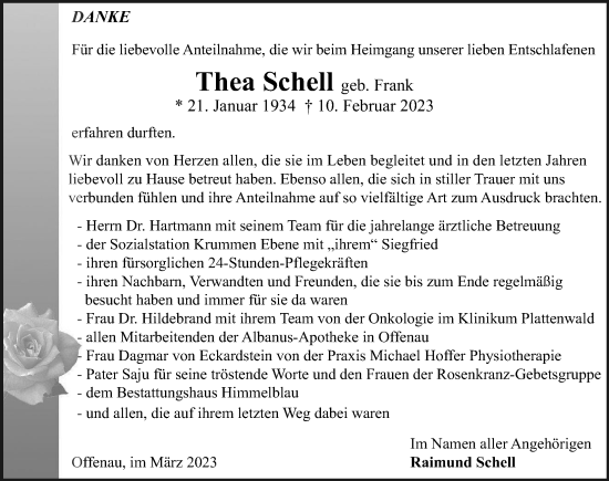 Traueranzeige von Thea Schell von GESAMT