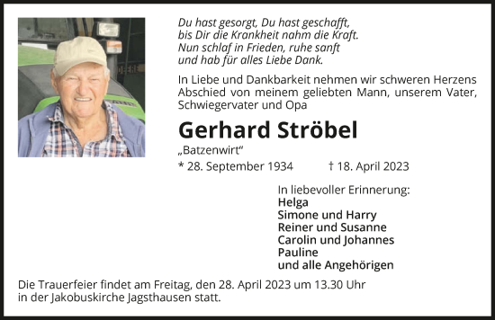 Traueranzeige von Gerhard Ströbel von GESAMT