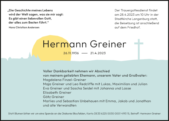 Traueranzeige von Hermann Greiner von GESAMT