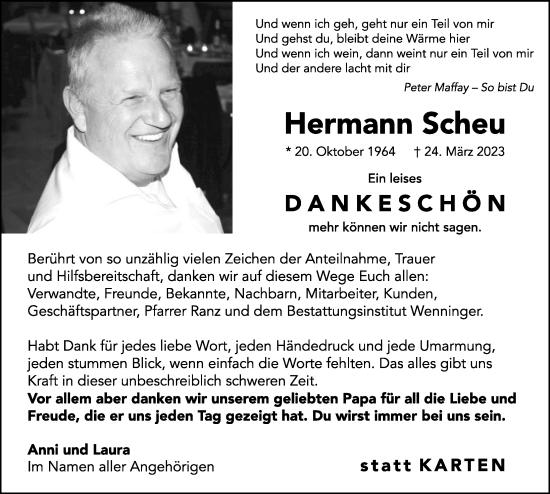 Traueranzeige von Hermann Scheu von GESAMT