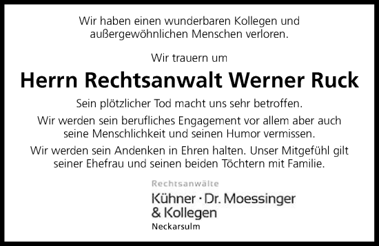 Traueranzeige von Werner Ruck von GESAMT