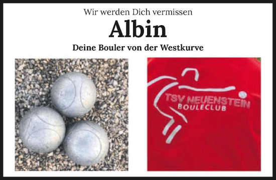 Traueranzeige von Albin Tiselj von GESAMT