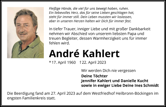 Traueranzeige von André Kahlert von GESAMT