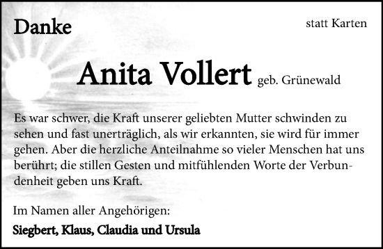 Traueranzeige von Anita Vollert von GESAMT