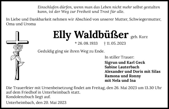 Traueranzeige von Elle Waldbüßer von GESAMT