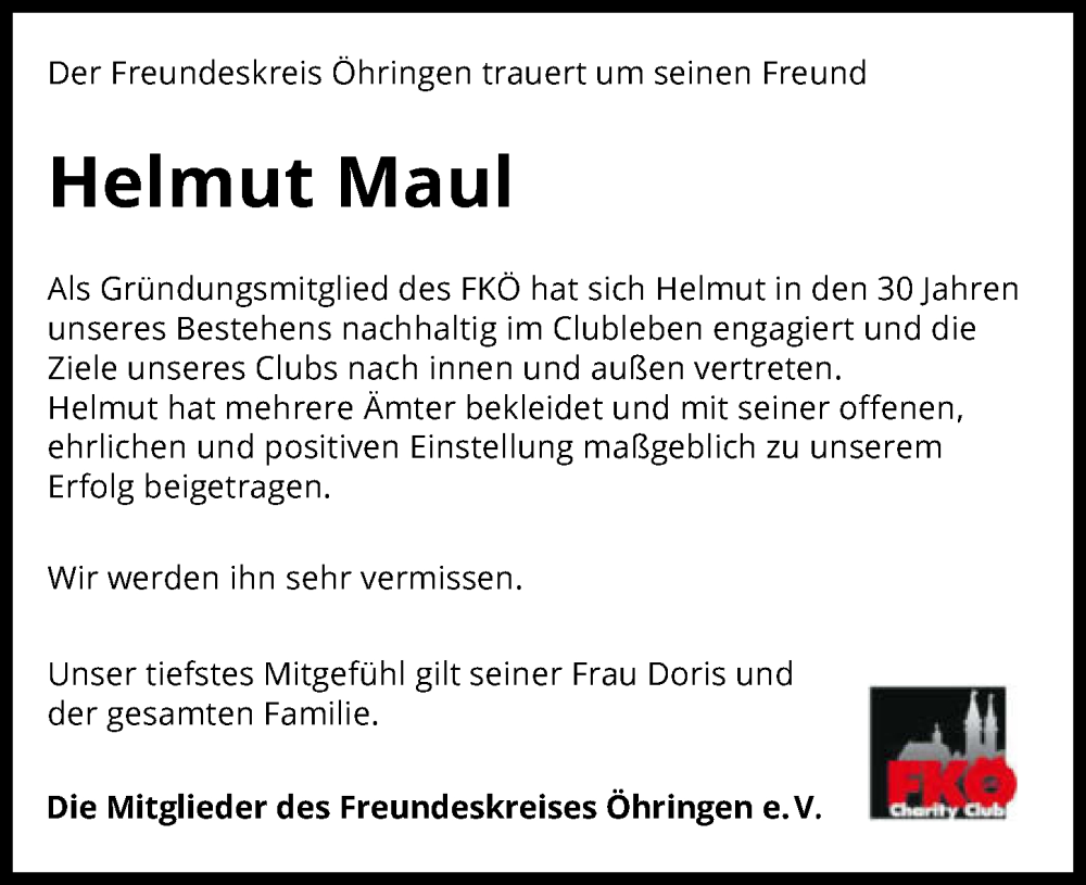  Traueranzeige für Helmut Maul vom 23.05.2023 aus GESAMT
