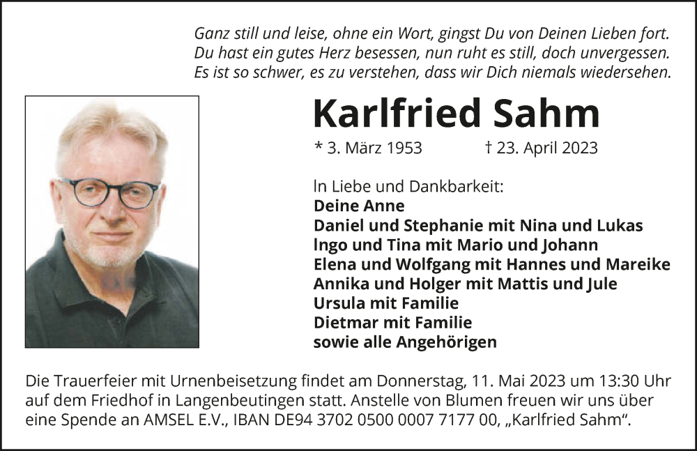  Traueranzeige für Karlfried Sahm vom 06.05.2023 aus GESAMT