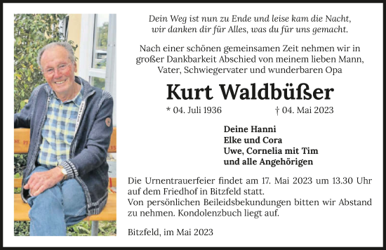 Traueranzeige von Kurt Waldbüßer von GESAMT