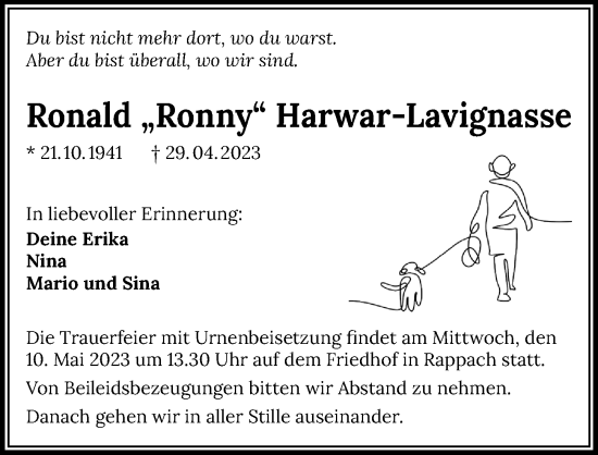 Traueranzeige von Ronald Harwar-Lavignasse von GESAMT