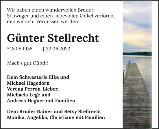 Traueranzeige von Günter Stellrecht von GESAMT