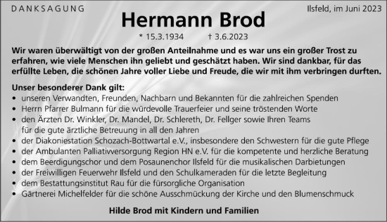 Traueranzeige von Hermann Brod von GESAMT