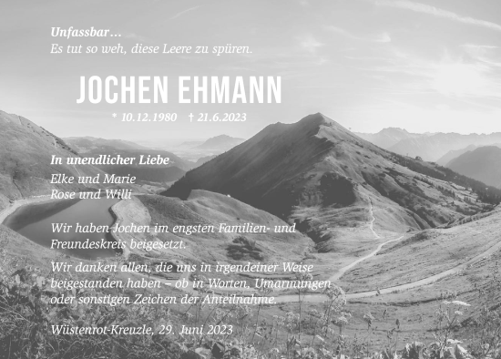 Traueranzeige von Jochen Ehmann von GESAMT