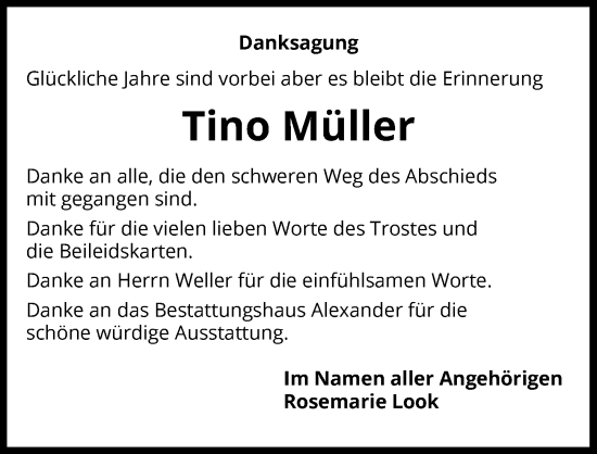 Traueranzeige von Tino Müller von GESAMT