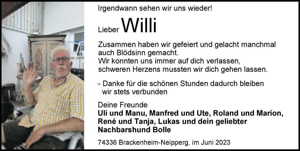  Traueranzeige für Wilhelm Gräßle vom 14.06.2023 aus GESAMT