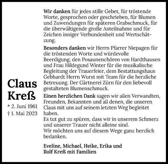 Traueranzeige von Claus Kreß