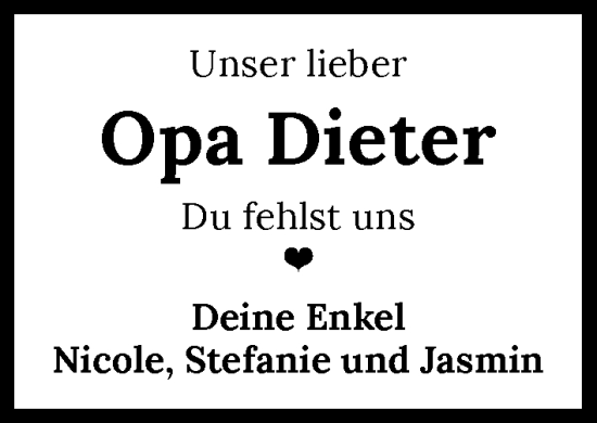 Traueranzeige von Dieter Bleich von GESAMT