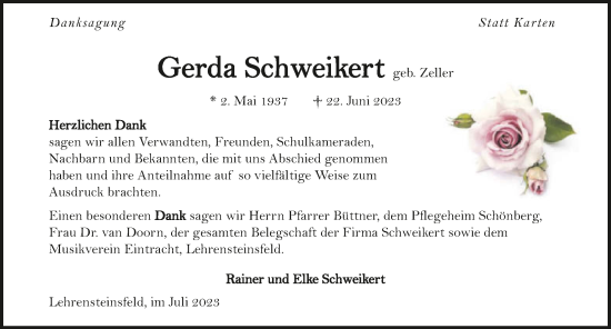 Traueranzeige von Gerda Schweikert von GESAMT