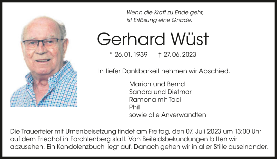 Traueranzeige von Gerhard Wüst von GESAMT