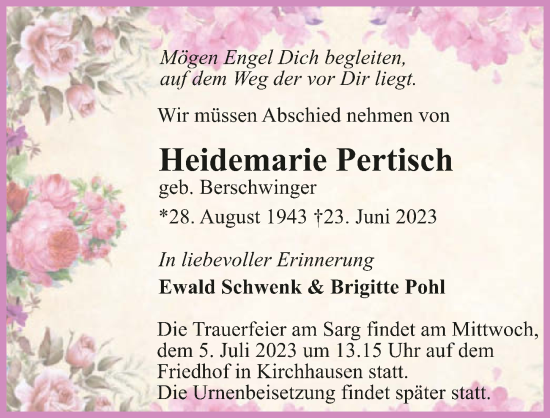 Traueranzeige von Heidemarie Pertisch von GESAMT