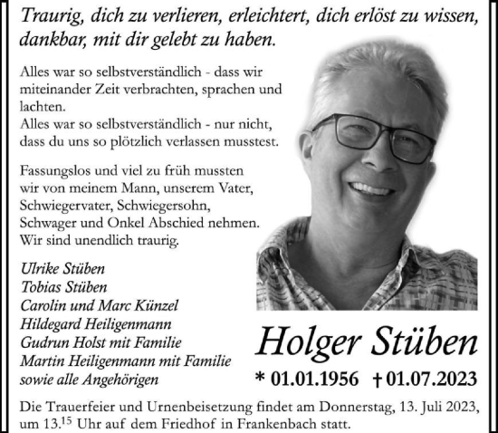Traueranzeige von Holger Stüben von GESAMT