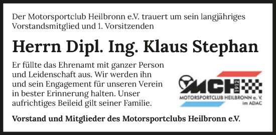 Traueranzeige von Klaus Stephan von GESAMT