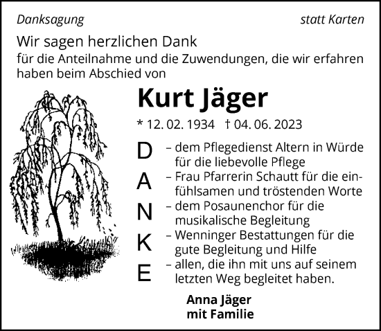 Traueranzeige von Kurt Jäger von GESAMT