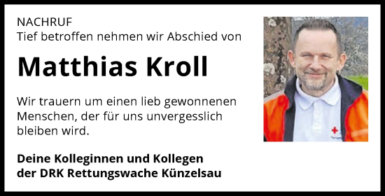 Traueranzeige von Matthias Kroll von GESAMT