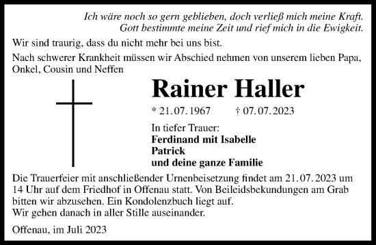 Traueranzeige von Rainer Haller von GESAMT