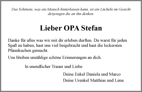 Traueranzeige von Stefan  von GESAMT