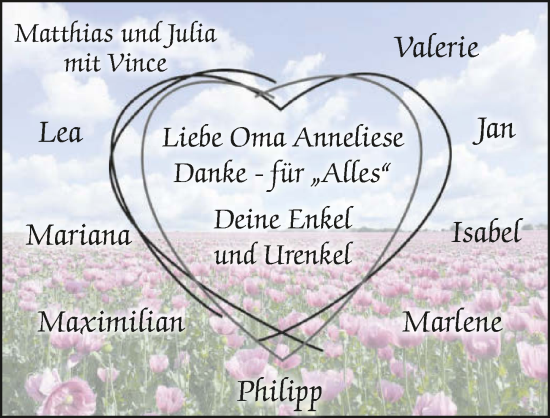 Traueranzeige von Anneliese Kerl von GESAMT