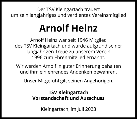 Traueranzeige von Arnolf Heinz von GESAMT