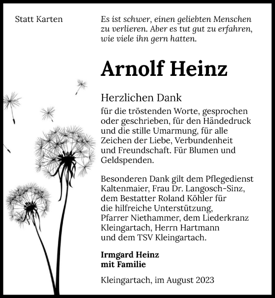 Traueranzeige von Arnolf Heinz von GESAMT