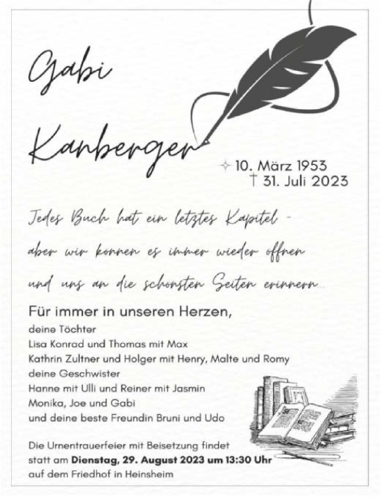 Traueranzeige von Gabi Kanberger von GESAMT