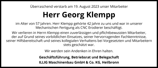 Traueranzeige von Georg Klempp von GESAMT