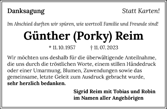 Traueranzeige von Günther Reim von GESAMT