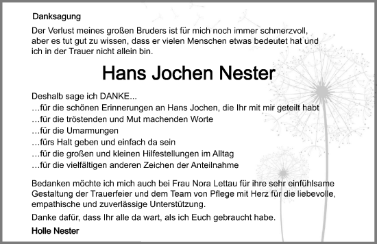 Traueranzeige von Hans Jochen Nester von GESAMT