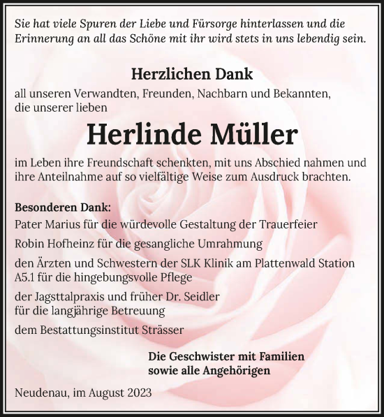 Traueranzeige von Herlinde Müller von GESAMT
