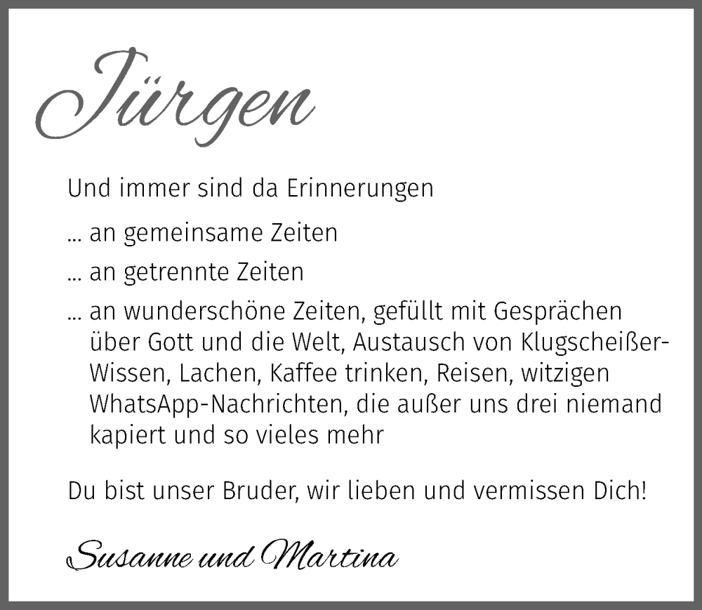  Traueranzeige für Jürgen Thumlert vom 19.08.2023 aus GESAMT