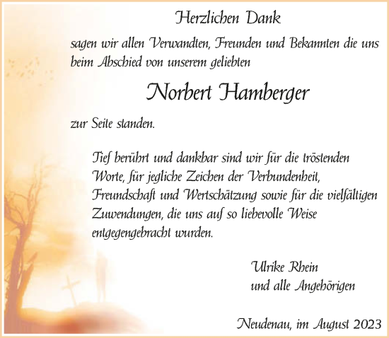 Traueranzeige von Norbert Hamberger von GESAMT