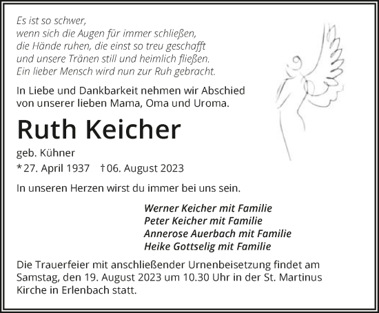 Traueranzeige von Ruth Keicher von GESAMT