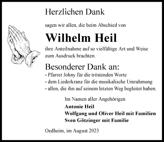 Traueranzeige von Wilhelm Heil von GESAMT