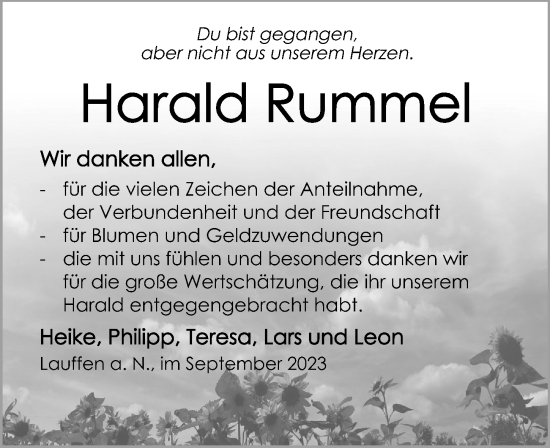 Traueranzeige von Harald Rummel von GESAMT
